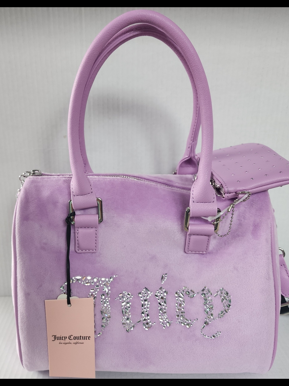 💜 NWT Juicy Couture lavender velour rhinestone satchel bag ✨